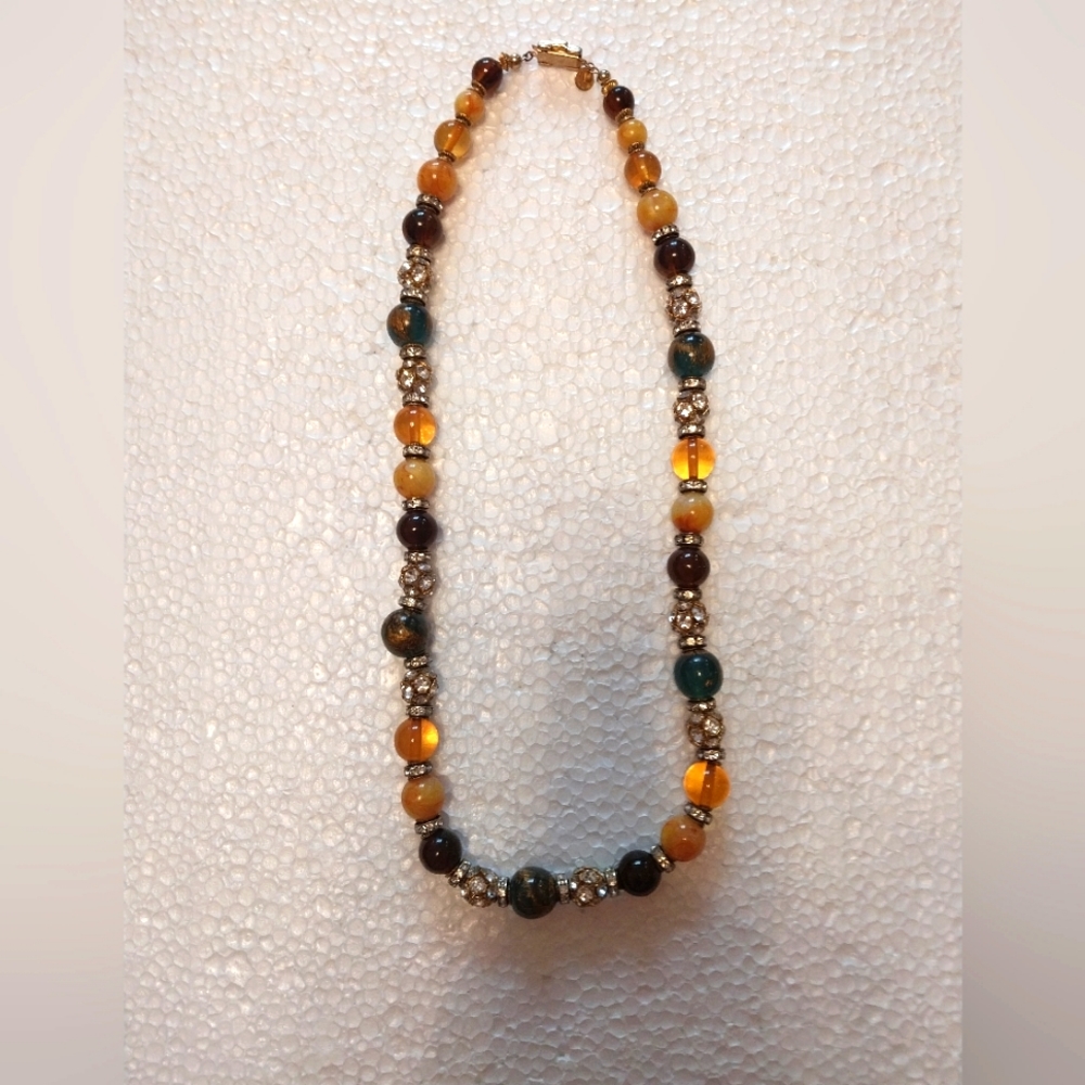 VINTAGE Valentino Beaded Rhiinestone Crystal Necklace